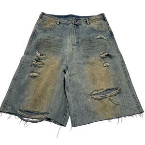 JHYQ Distressed Denim Shorts in Blue